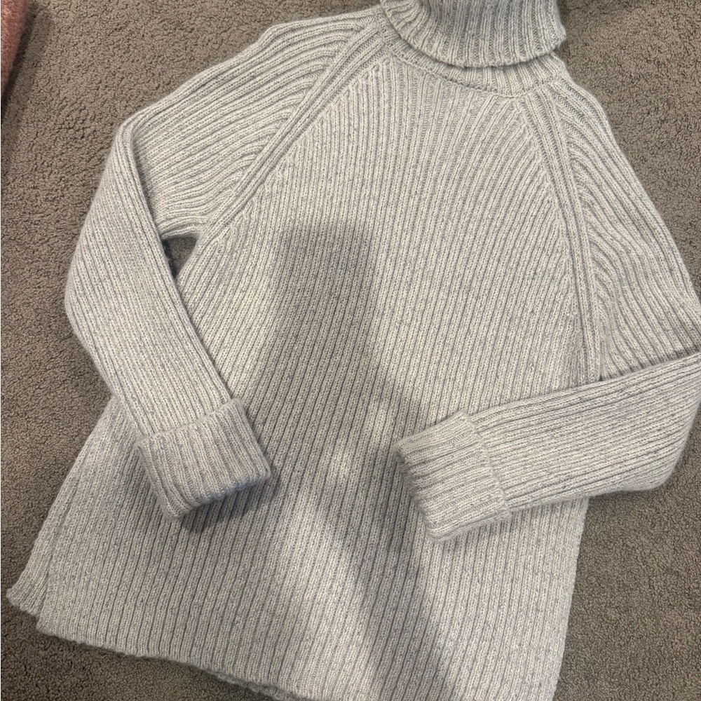 Zara Light Gray Ribbed Turtleneck Sweater